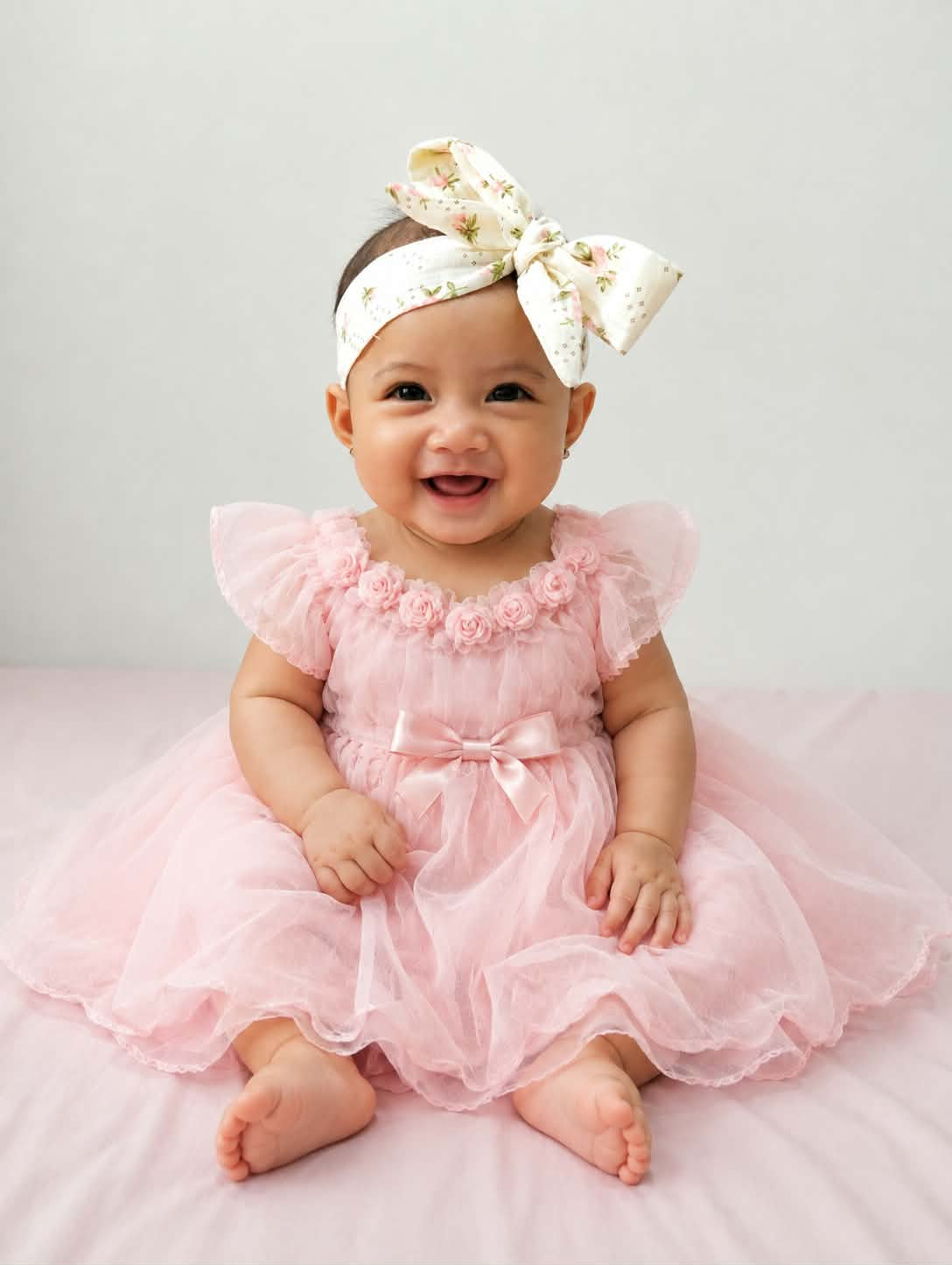 Baby Amara in pink outfit